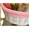Vintiquewise White Round Willow Gift Basket, with Pink and White Gingham Liner and Handles, Large QI004550PK.L - alternate 3